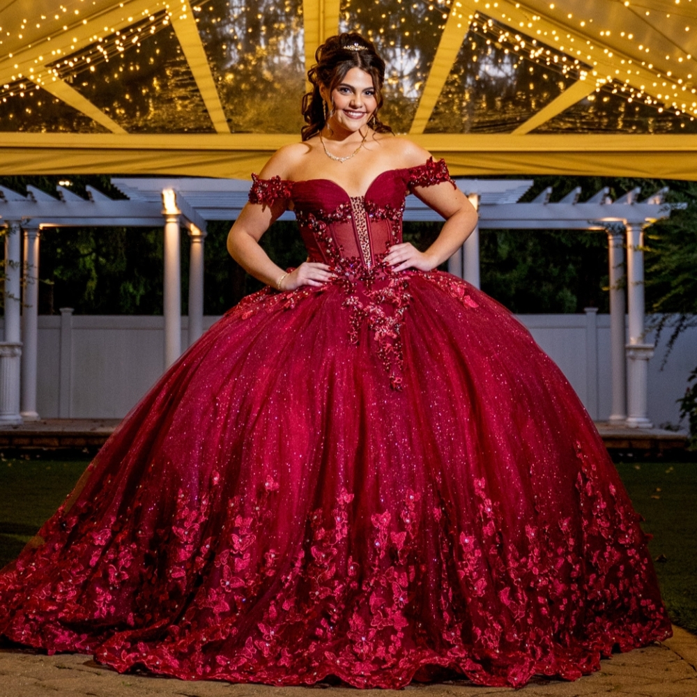Elegant Red Off-Shoulder Ball Gown